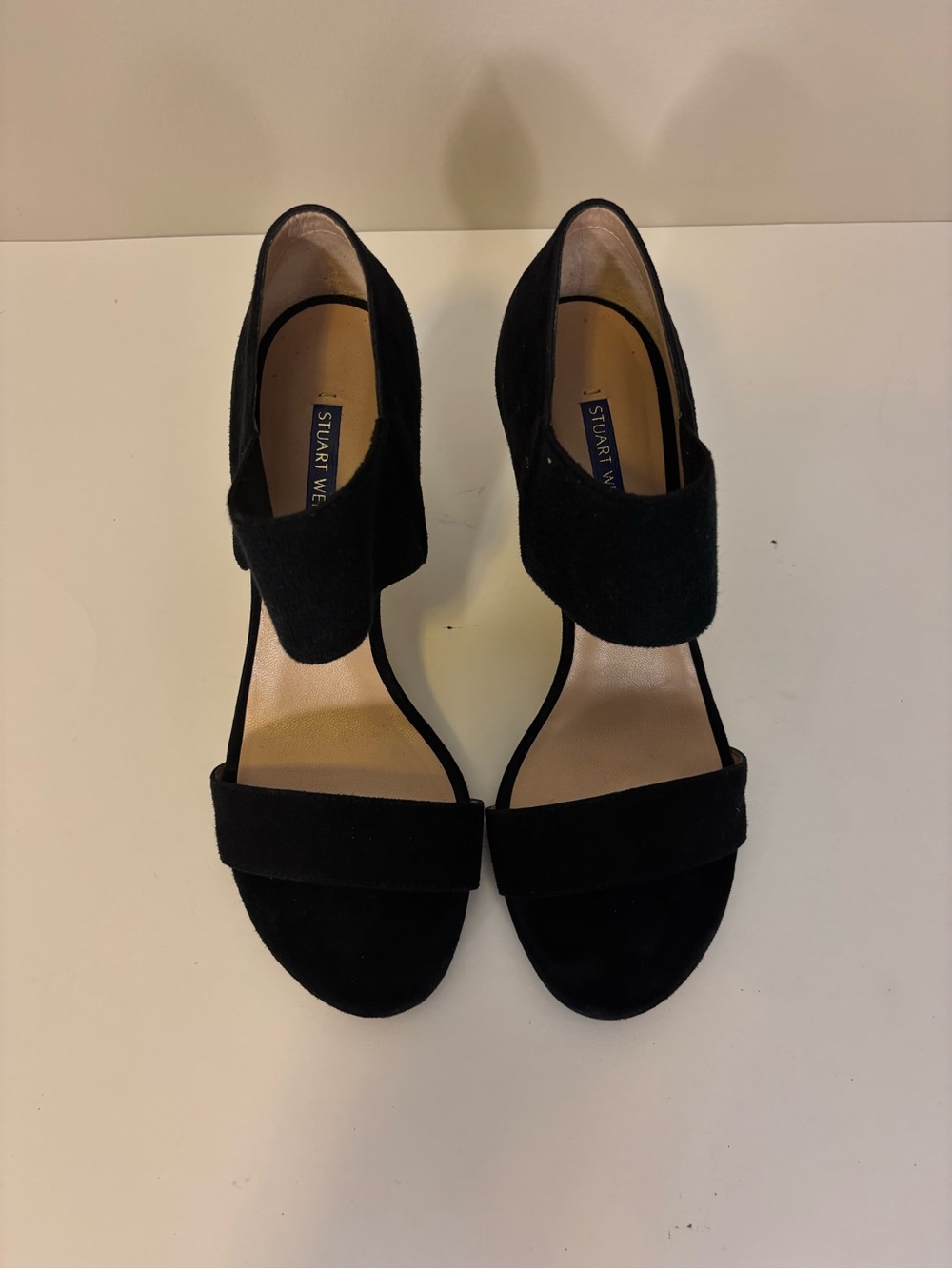 Stuart Weitzman Black Suede Mid Block Heel Sandals Women’s 6 - Picture 3 of 9